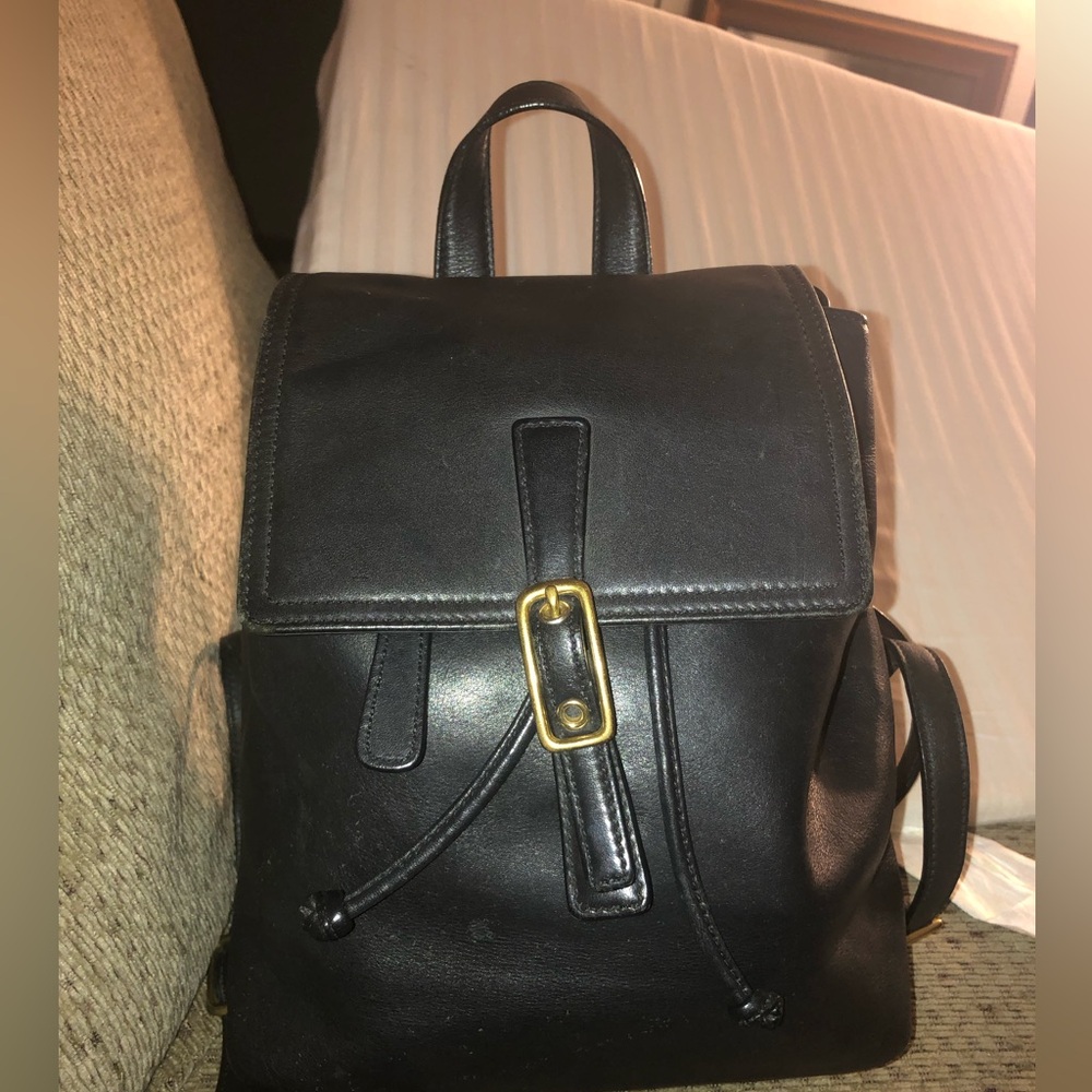 Vintage COACH Leather Backpack Shoulder Bag Purse #9858 Black